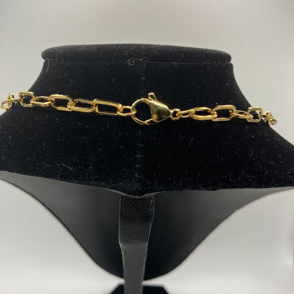 Paperclip Cable Chain Real 18K Gold Plated over Stainless Steel NEW 18 inches - Picture 2 of 3